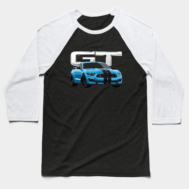 MUSTANG GT GT350R VELOCITY BLUE Baseball T-Shirt by cowtown_cowboy